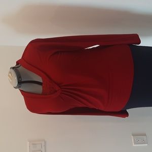 Cowl neck top with lace insert